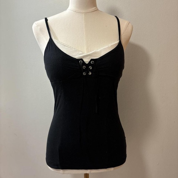 L.e.i. Tops - Y2K L.e.i Black Corset Cami Top with Built in Bra Size Women's Large